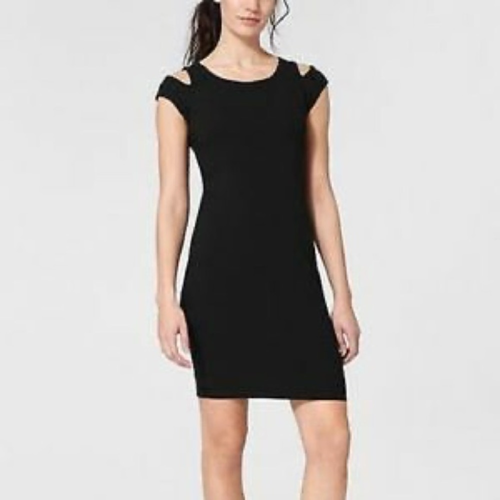 Athleta Cold Shoulder Black Dress